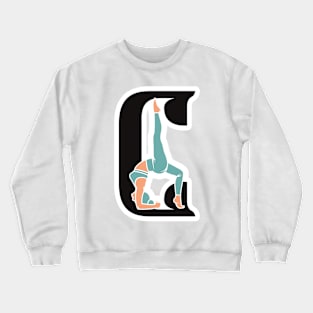 Sports yoga women in letter C Sticker design vector illustration. Alphabet letter icon concept. Sports young women doing yoga exercises with letter C sticker design logo icons. Crewneck Sweatshirt